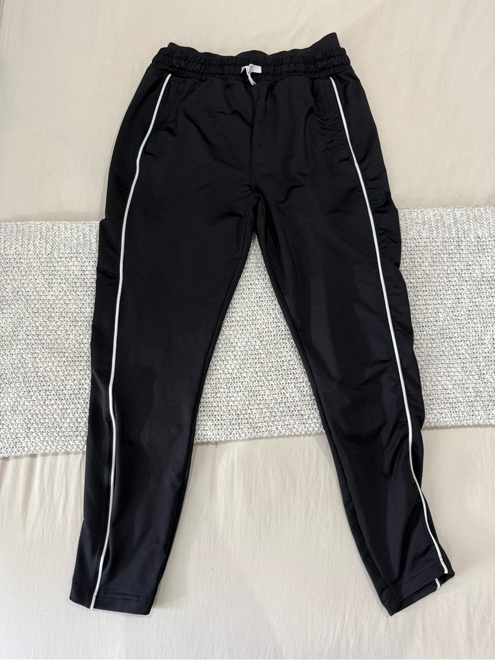 Gymshark Black Track Joggers with White Piping